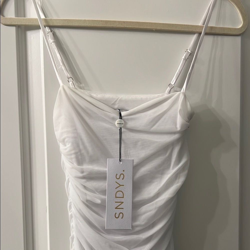 SNDYS White Ruched Dress
